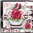 Basket with Ruby White Roses Card Mini Kit
