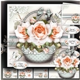 Basket with White Peach Roses Card Mini Kit