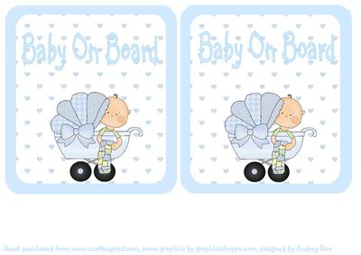 Baby on Board Car Sign Boy in Pram