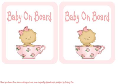 Baby on Board Car Sign Girl in Teacup