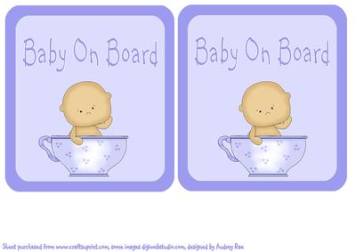 Baby on Board Car Sign Boy in Teacup