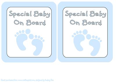 Car Sign Special Baby on Board Blue Feet