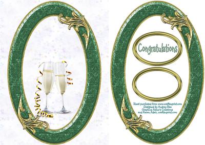 Champagne Glasses in Frame Green Dark