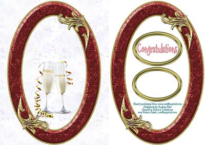 Champagne Glasses in Frame Red Dark