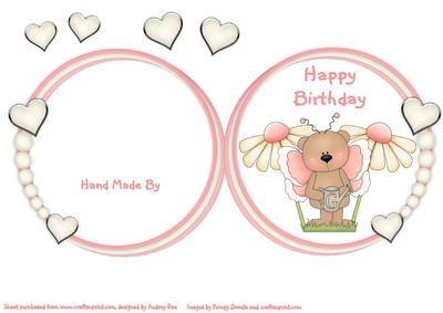 Hearts & Pearls Frame Coral Birthday