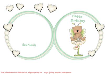Hearts & Pearls Frame Green Birthday