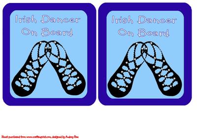 Car Sign Irish Dancer on Board Pump Blue