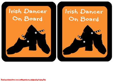 Car Sign Irish Dancer on Board Heavy Orange & Black
