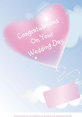 Congratulations Wedding Pink Hearts Flying Tag