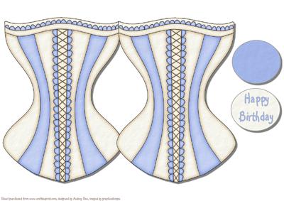 Corset Card Blue & Cream