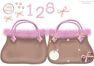 Bag Shaped Card Brown & Pink