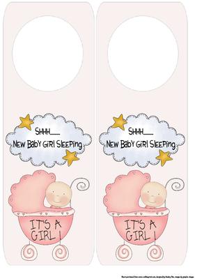 Door Sign Shhh New Baby Girl Sleeping