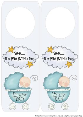 Door Sign Shhh New Baby Boy Sleeping