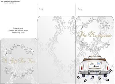 Money Envelope Wedding White Car Blue Heart