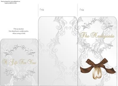 Money Envelope Wedding Rings Brown Bow