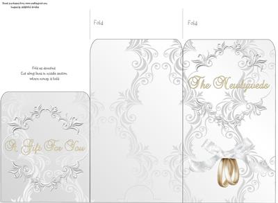 Money Envelope Wedding Rings White Bow 1