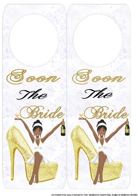 Soon the Bride Gold Shoe 2 Door Hanger