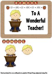 To My Wonderful Teacher Blonde Boy
