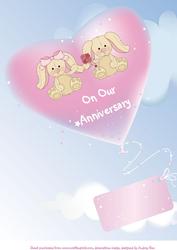 Our Anniversary Pink Bunny Pink Hearts Flying Tag