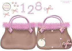 Bag Shaped Card Brown & Pink