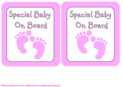 Car Sign Special Baby on Board Pink Feet