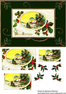 Christmas Scene with Holly