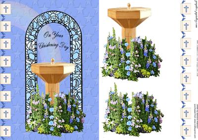 The Christening Font on Blue