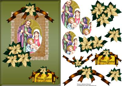 Christmas Nativity with Cream Poinsettia and Lace