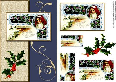 Taditional Card Front with Holly