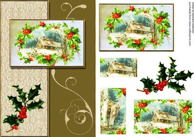 Cottage Scene with Holly