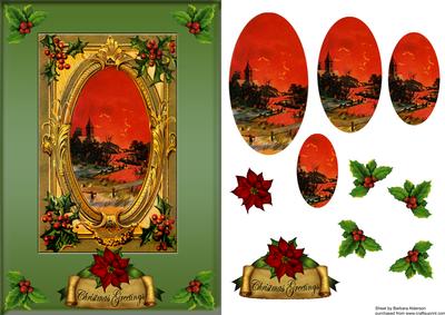 Golden Framed Scene with Holly