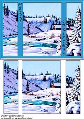 Tryptic Ice Blue Snow Scene