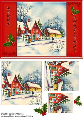 Vintage Village Scene at Christmas