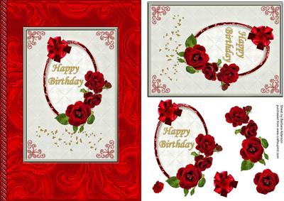 Red Roses on Red Swirls