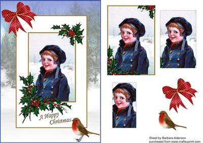 Vintage Young Boy Winter Scene