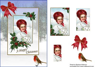 Vintage Girl with Muff Winter Scene