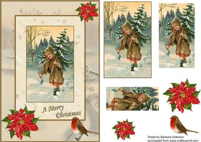 Vintage Girl Carrying Home the Tree