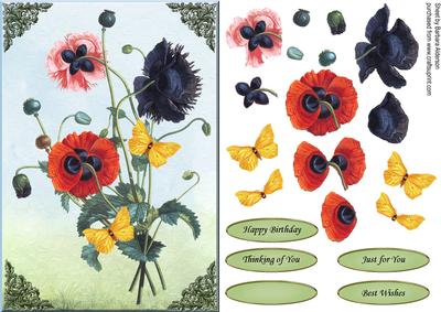 Poppies with Butterflies