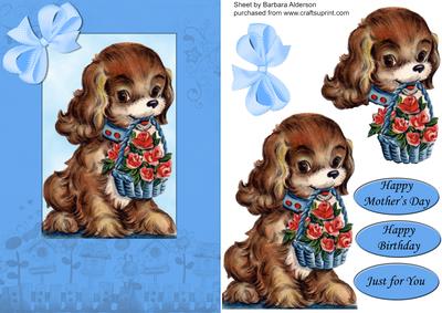 Dog with Floral Basket