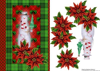 Glass Snowman with Poinsettia