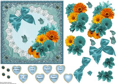 Floral Square in Teal