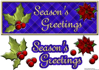 Blue Tartan Season's Greetings with Holly