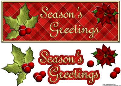 Red Tartan Season's Greetings with Holly