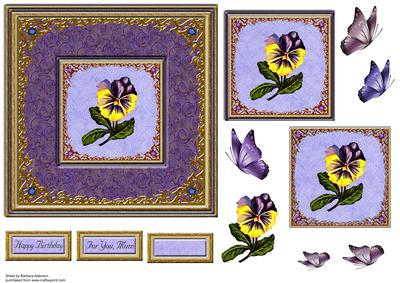 Vintage Pansy with Butterflies