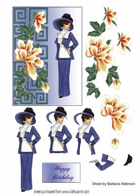 Lady with Oriental Floral Panel
