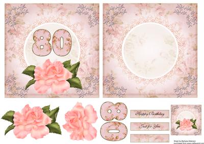 80th Birthday Pink Rose