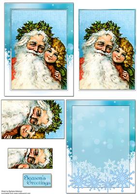 Vintage Girl with Santa A6