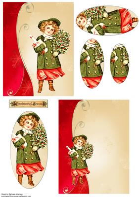 Vintage Christmas Girl A6