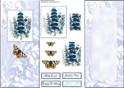 All in One Dl Blue Delphiniums with Butterfly