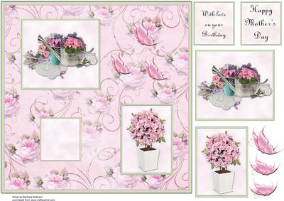 Watering Can, Flowers and Butterflies
